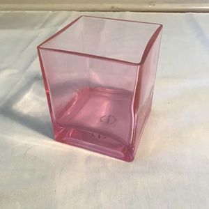 Teleflora Pink & Clear Glass Square Vase